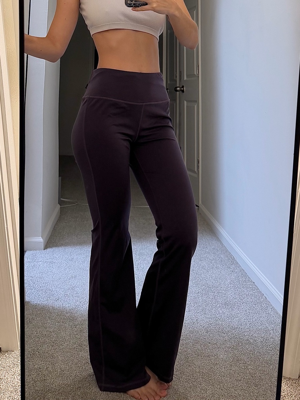 High-Waist Flare Pants in Dark Purple